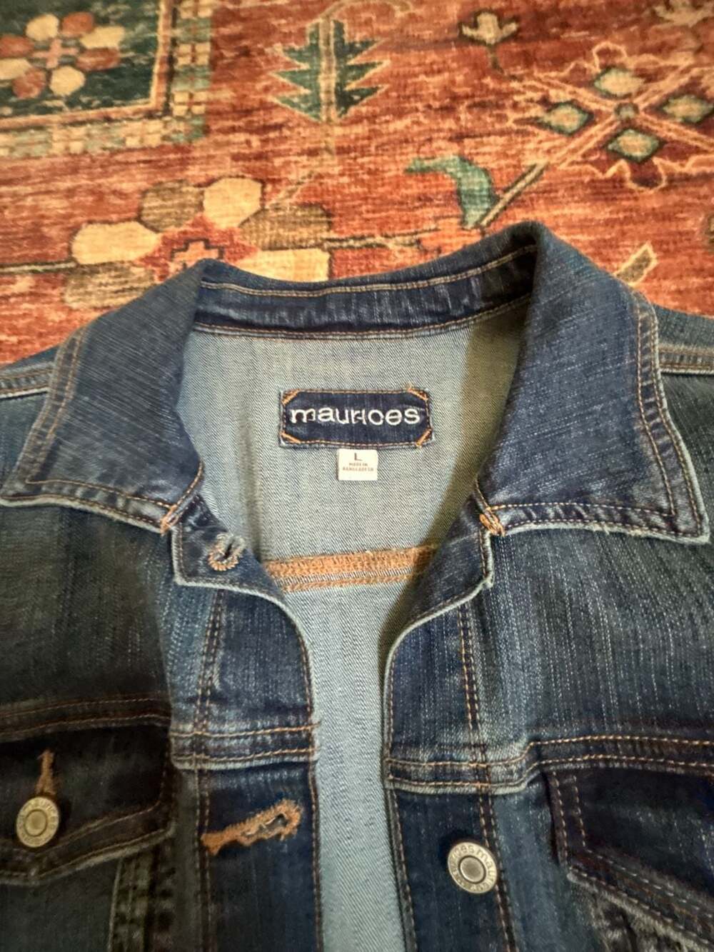 Maurices Denim Jacket Size L Blue Wash Button Front
